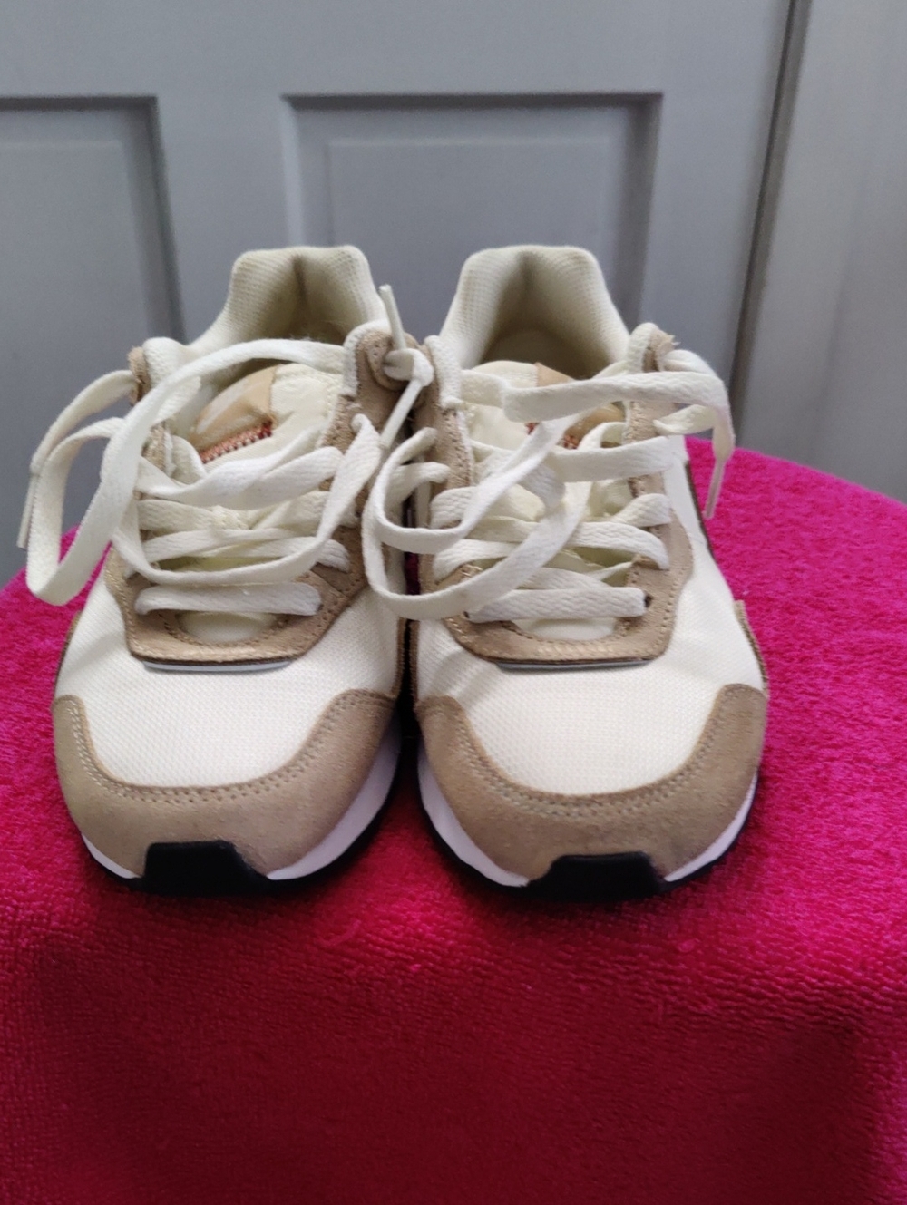 Nike Beige and White Women's Athletic Sneakers